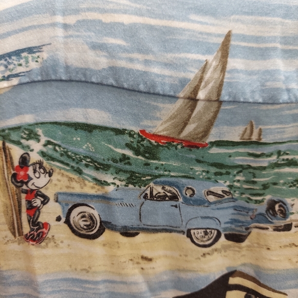 Walt Disney World Hawaiian Aloha Shirt Mickey Surfing Beach Retro Mens Large XL - Picture 6 of 9